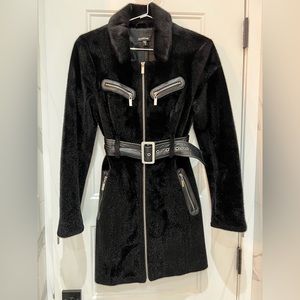 Bebe Faux Fur Black Waistcoat Size XS